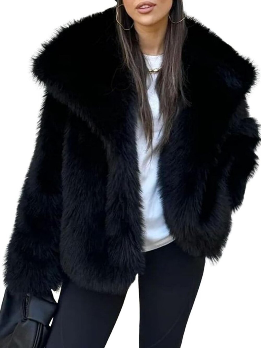 Cozy Women's Faux Fur Coat - Warm Fluffy Winter Jacket for Stylish Comfort